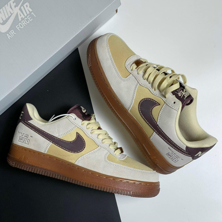Giày thể thao AF1 Cà Phê, Giày Air Force 1 dây thừng đẹp 2023 Full Box
