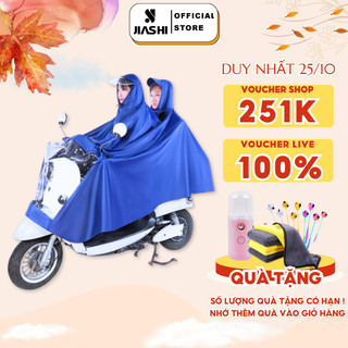 Áo mưa choàng 2 mũ JIASHI 2 đầu cỡ lớn vải dù chống rách có vành che mưa siêu rộng dành cho 2 người AMP01