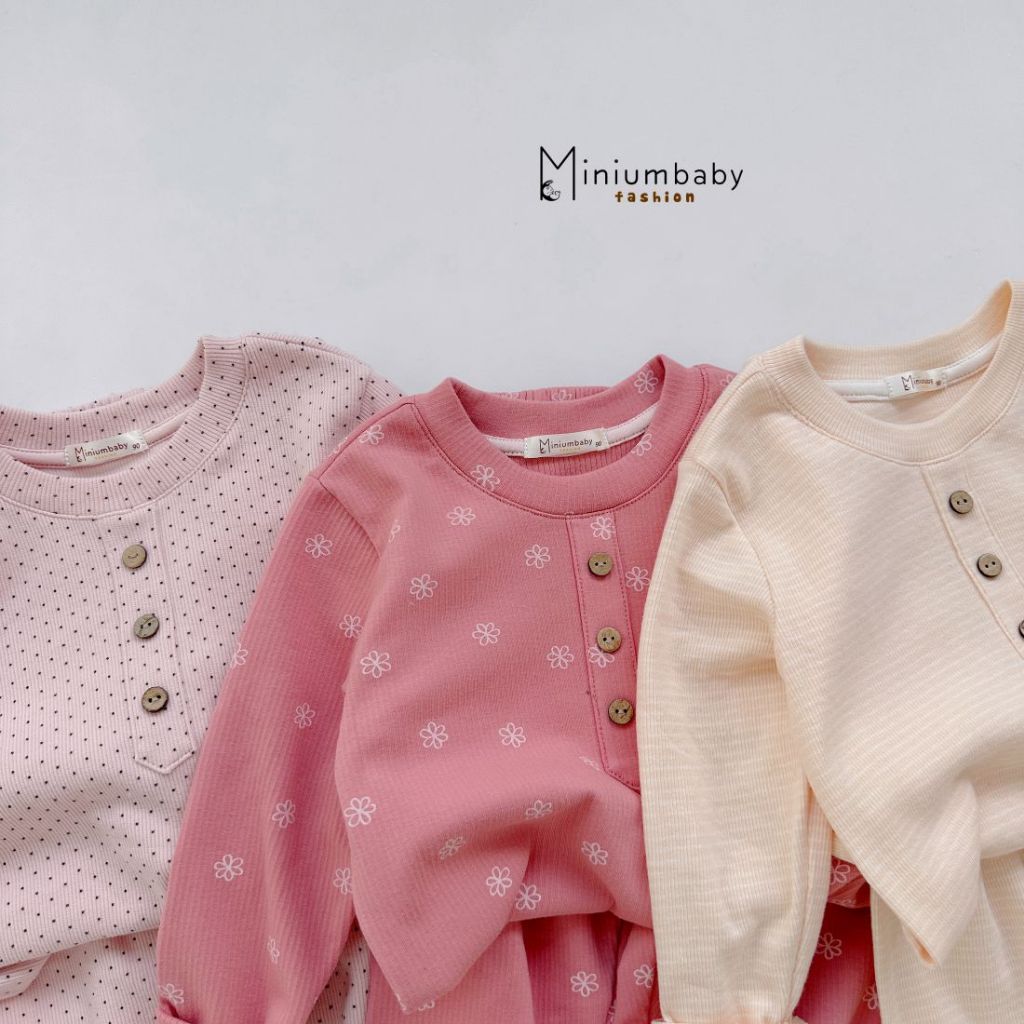 Bộ đồ dài tay quần dài thu đông cho bé gái chất liệu 100% cotton bé mặc đi học đi choi miniumbabyfashion SB1625