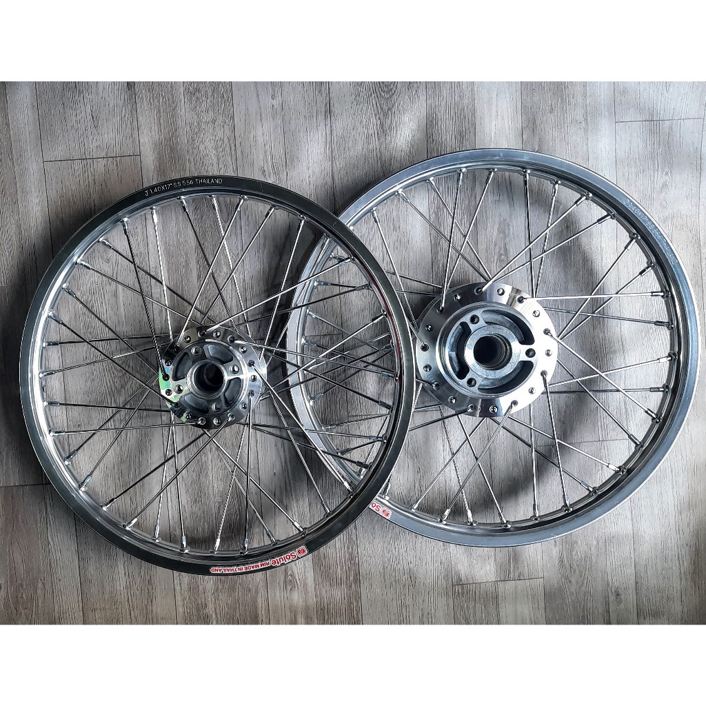 Bánh căm Crom niềng nhôm Thailad dành cho Raider, Satria 150 full lòng đĩa trước