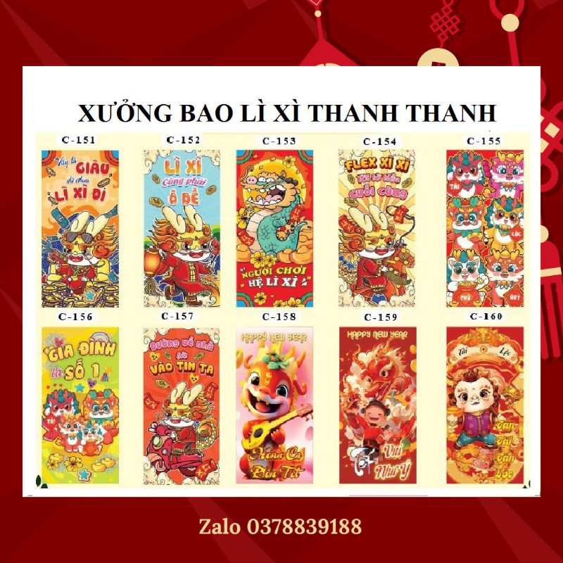 Combo 50 cái  bao lì xì truyền thống Tết 2024