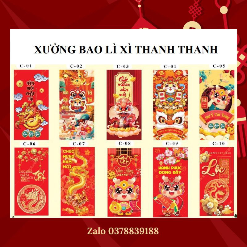 Combo 50 cái  bao lì xì truyền thống Tết 2024