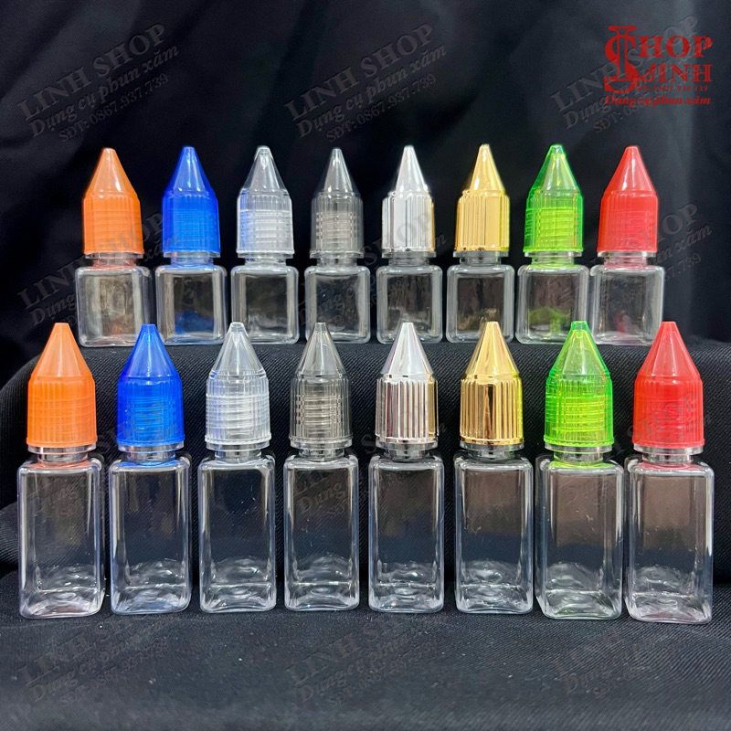 Bình chiết nhựa trong 5ml 10ml, bình nhựa chai chiết, lọ nhựa chiết mực Bình vuông 5ml 10ml (1) Linh