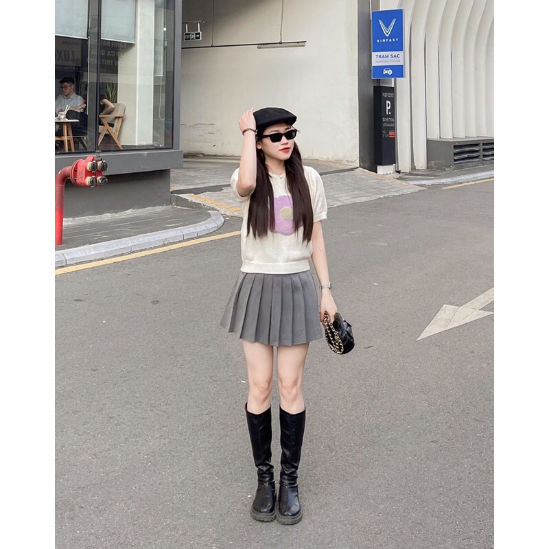 Chân váy xám năng động Hàn Quốc