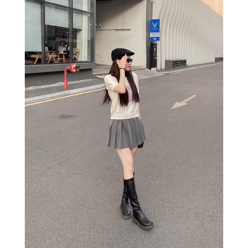 Chân váy xám năng động Hàn Quốc