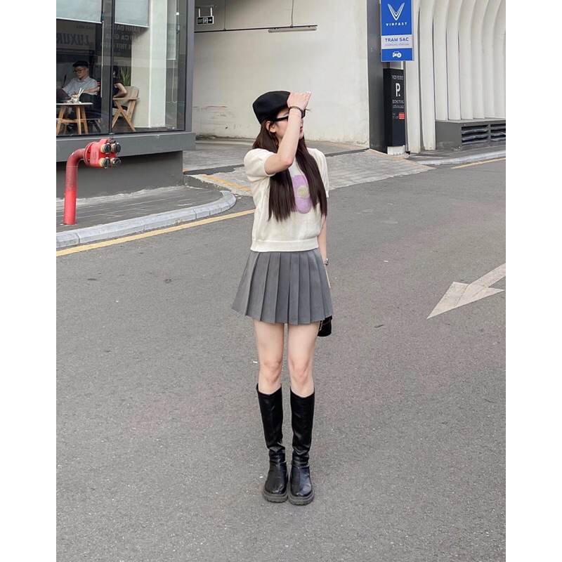 Chân váy xám năng động Hàn Quốc