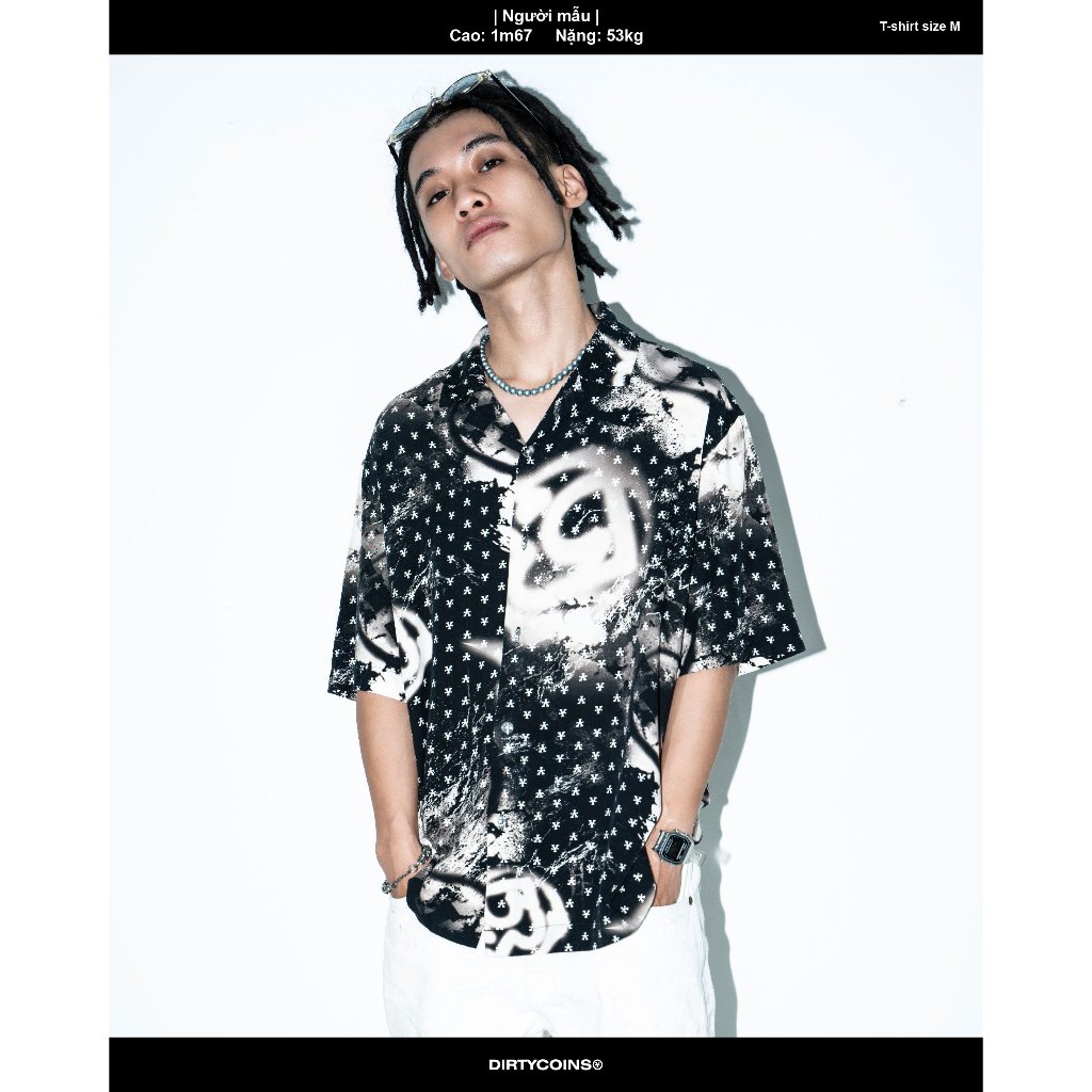 Áo Sơmi  Watercolor All Print Shirt - Black