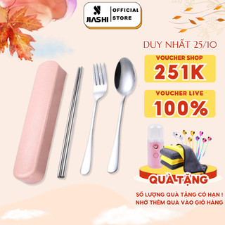 Bộ Muỗng Đũa Dĩa Jiashi Thìa Inox 304 Cho Dân Văn Phòng, Sinh Viên, Đi Picnic Dã Ngoại BMD02