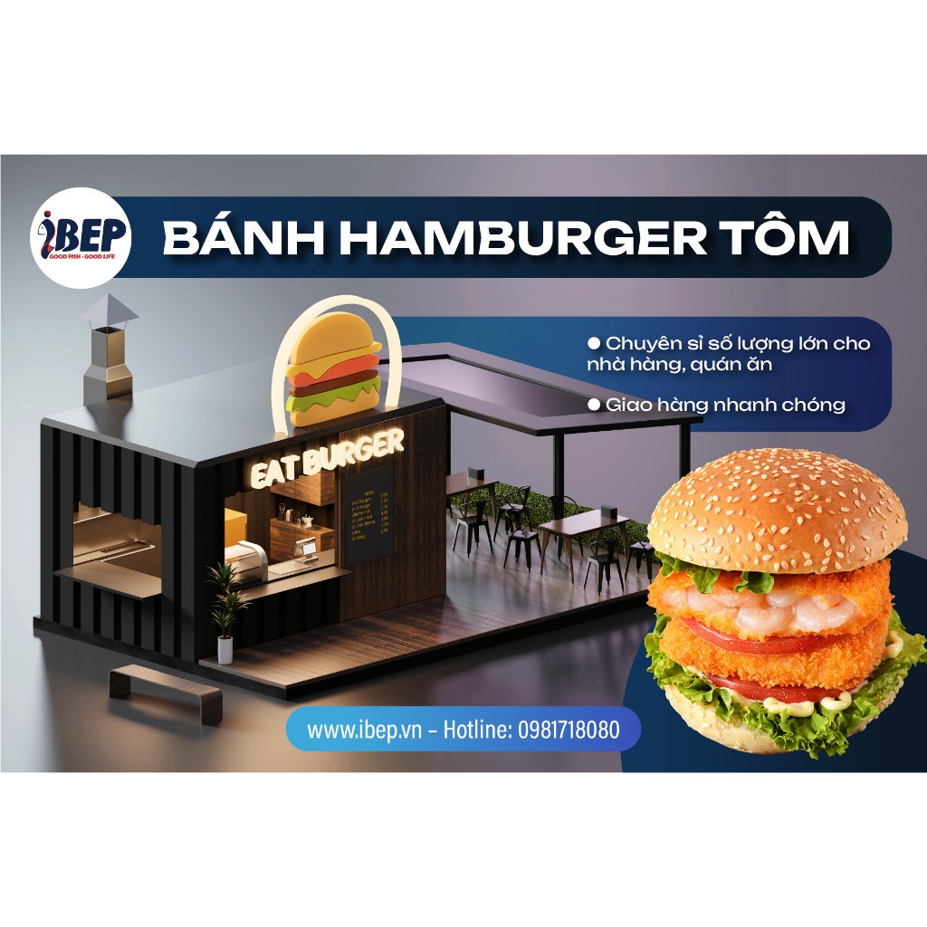 Sỉ nhân Burger Tôm đông lạnh iBep 600gr
