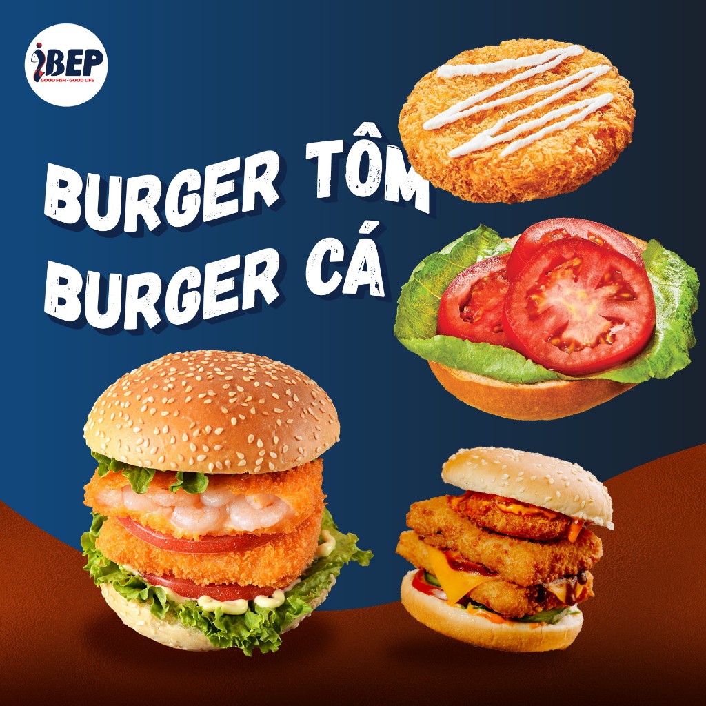 Sỉ nhân Burger Tôm đông lạnh iBep 600gr