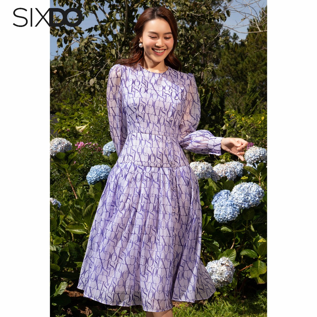 Đầm tơ tím dài tay chữ SIXDO (Light Purple SIXDO Midi Dress)