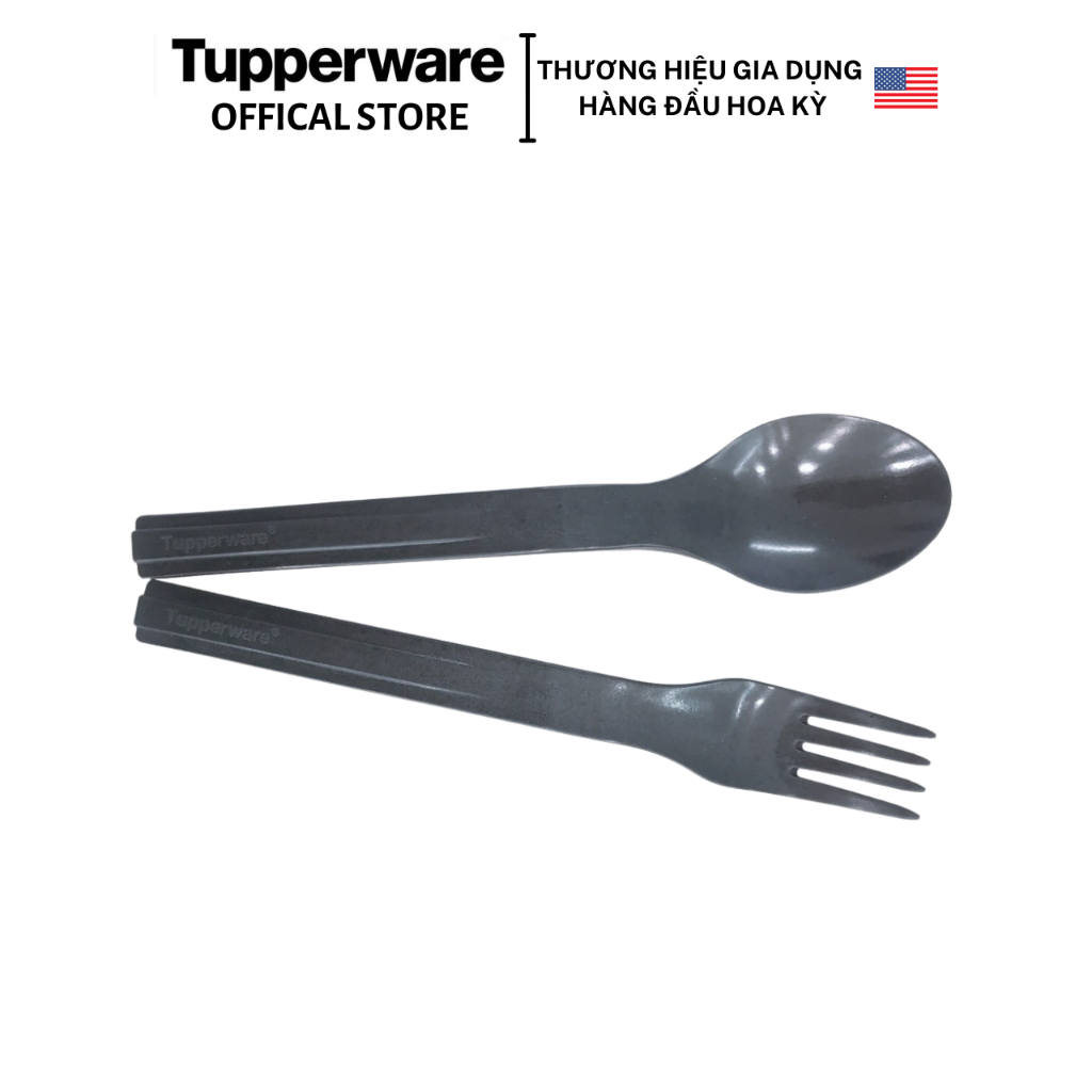 Bộ muỗng nĩa Jet Black Tupperware - Nhựa nguyên sinh - Bảo hành trọn đời