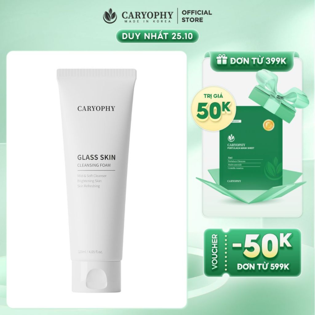 Sữa rửa mặt làm sáng da Caryophy Glass Skin Cleasing Foam 120ml