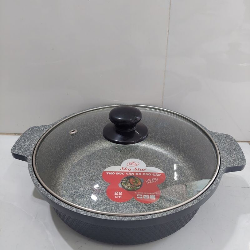 Nồi gang - Thố đúc vân đá đáy từ cao cấp Sky Star