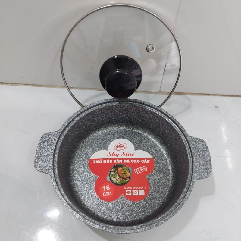 Nồi gang - Thố đúc vân đá đáy từ cao cấp Sky Star