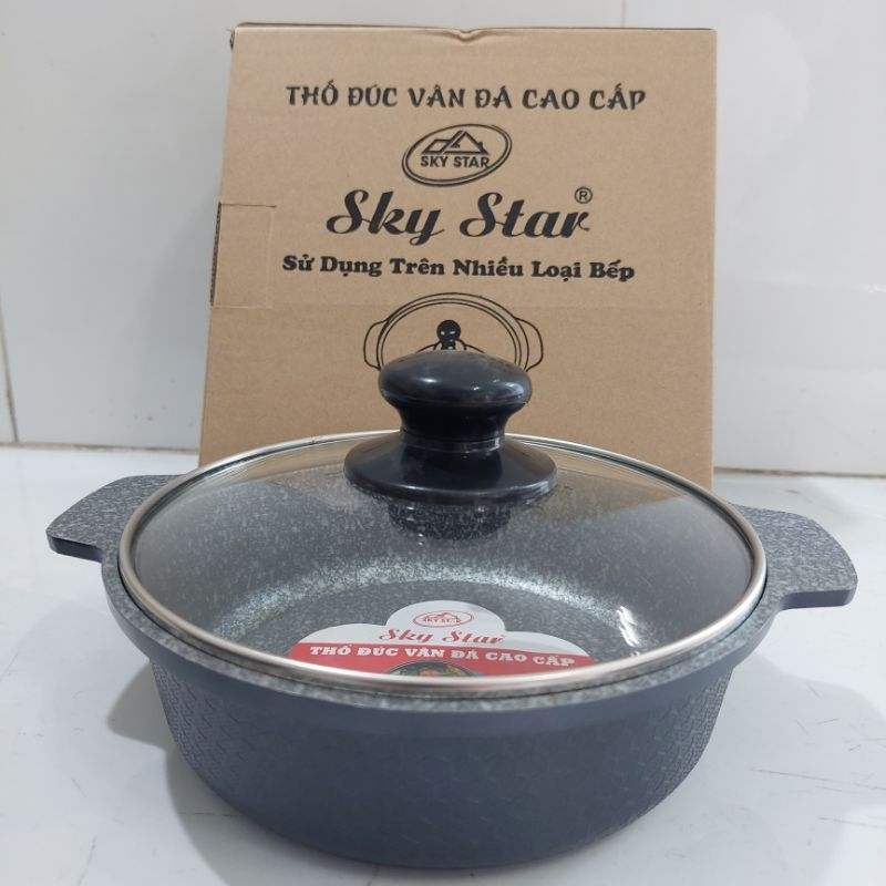 Nồi gang - Thố đúc vân đá đáy từ cao cấp Sky Star