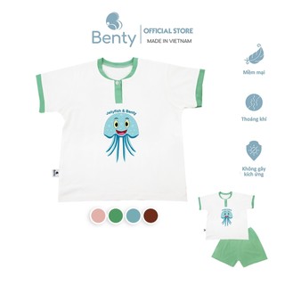 Bộ cộc tay cổ trụ BENTY BT040 cotton mềm mịn mát bé trai bé gái, đồ bộ cho bé cao cấp