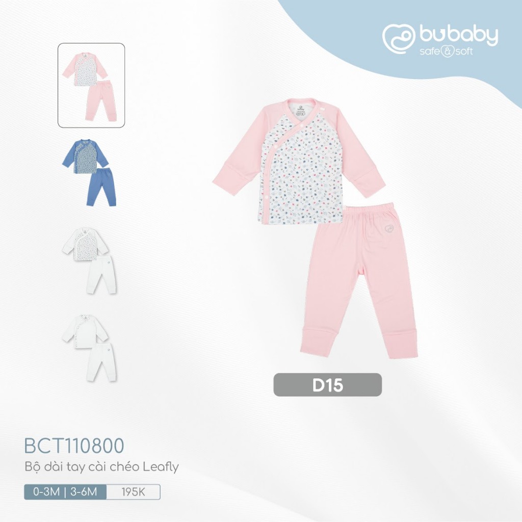 Bu baby - Bộ dài tay cài chéo Leafly BCT110800