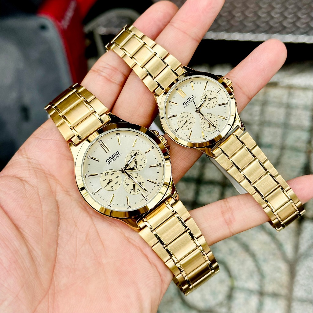 Đồng hồ đôi nam nữ dây thép Casio MTP V300D V300G
