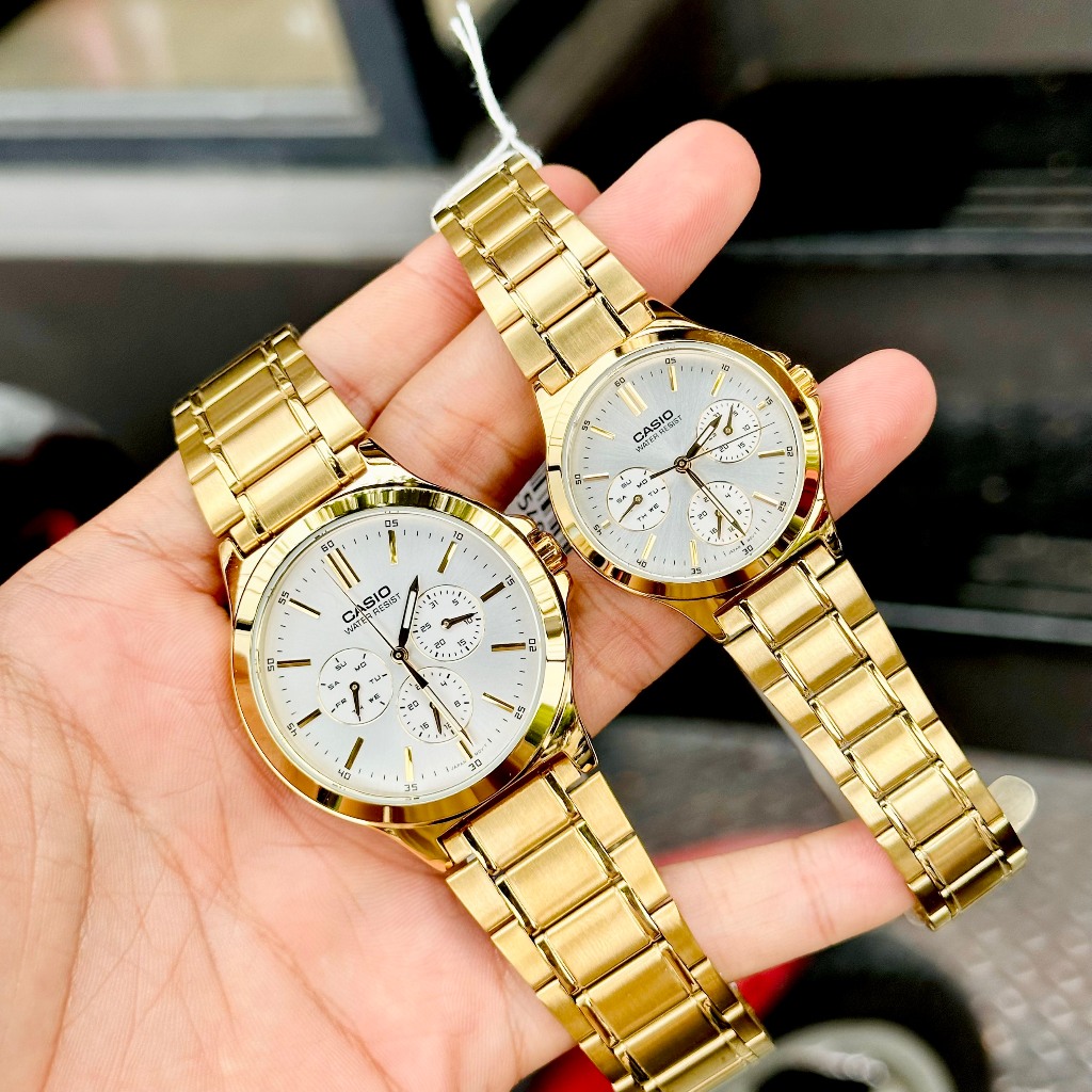 Đồng hồ đôi nam nữ dây thép Casio MTP V300D V300G