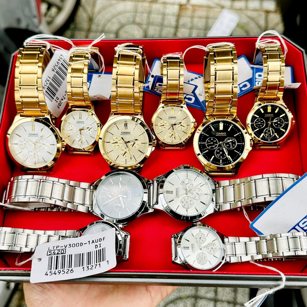 Đồng hồ đôi nam nữ dây thép Casio MTP V300D V300G