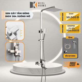 Sen cây tắm đứng ST01 chất liệu Inox SUS 304, cần và bát sen vuông bảo hành chính hãng 5 năm - KIEL HOME