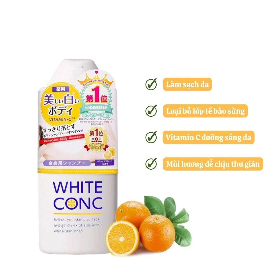 Sữa tắm dưỡng trắng da White Conc Body Shampoo CII Nhật Bản 360ml