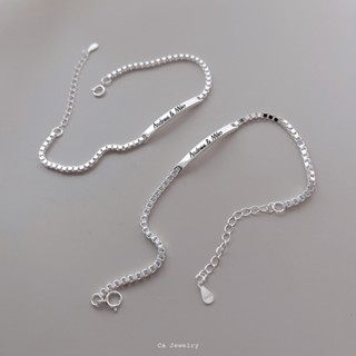  Vòng tay đôi lắc tay cặp đôi nam nữ bạc s925 thanh cong dây hộp khắc theo yêu cầu Cá jewelry  dài 15cm + 4cm  