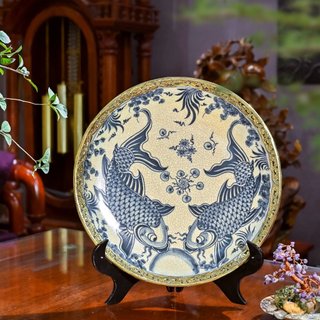 Tranh Đĩa Sứ Bát Tràng, Đĩa Cảnh Men Rạn Bọc Đồng Cao Cấp, Đĩa Bát Tràng, Tranh Sứ Bát Tràng