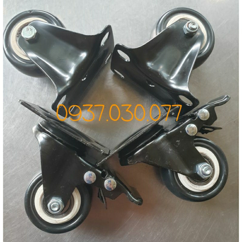 Combo 1 bộ gồm 4 bánh: 2 cố định và 2 xoay khóa kép an toàn, đường kính 50mm, hàng nhập chính phẩm.