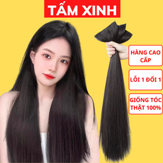 Tóc giả kẹp nữ đẹp thẳng kiểu sét 3 dải tóc giả kẹp phím cao cấp làm dày tóc, tự nhiên mềm đẹp - SÉT DẢI THẲNG