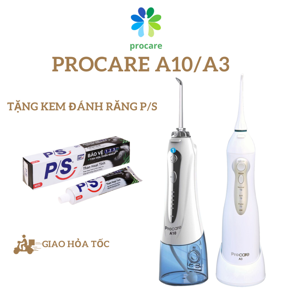 Máy Tăm Nước Cầm Tay Procare A10 - Chống Thấm Nước - Hàng Chính Hãng - Bảo Hành 12 Tháng