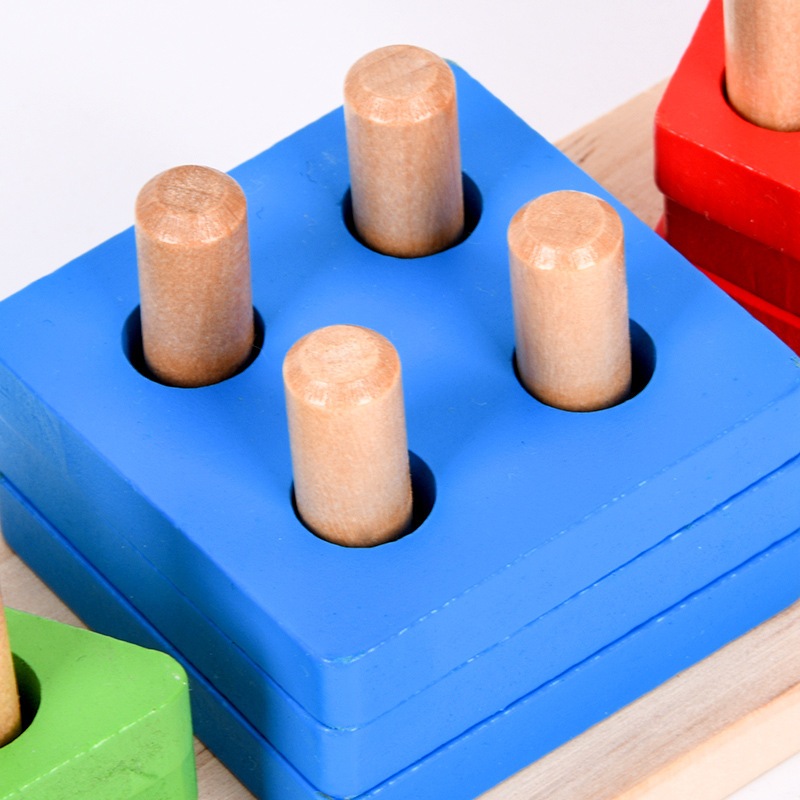 Đồ chơi thả hình cho bé nhận diện hình dạng màu sắc 5 cọc dài