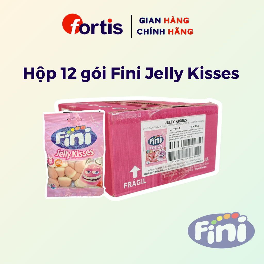 Kẹo dẻo Fini Jelly Kisses hộp 12 gói