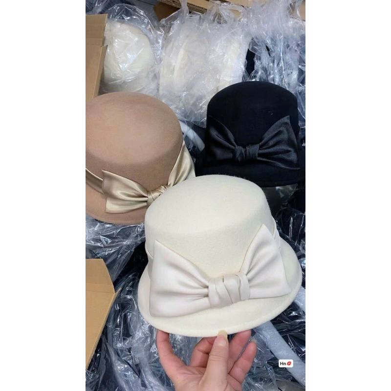 Mũ nơ lụa,chất dạ ép, hàng quảng châu