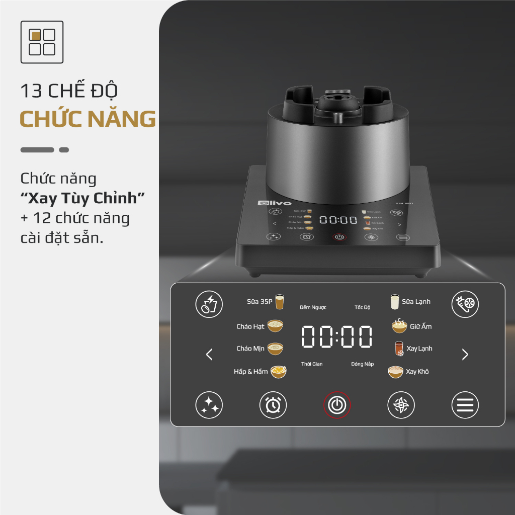 Máy Làm Sữa Hạt OLIVO X24 PRO, 2100W-1.75Lit, Mâm Nhiệt Gốm, Độ Ồn Thấp, Hàng Chính Hãng
