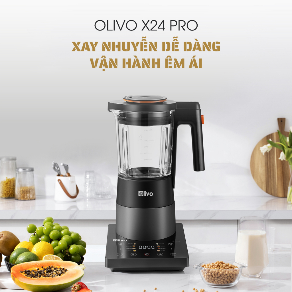 Máy Làm Sữa Hạt OLIVO X24 PRO, 2100W-1.75Lit, Mâm Nhiệt Gốm, Độ Ồn Thấp, Hàng Chính Hãng