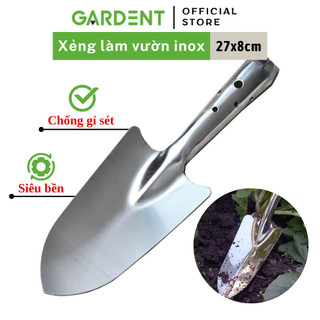 Xẻng làm vườn inox gardent xẻng cầm tay d27cmxr8cm nhỏ gọn, trồng hoa, xúc đất chống gỉ sét, siêu bền