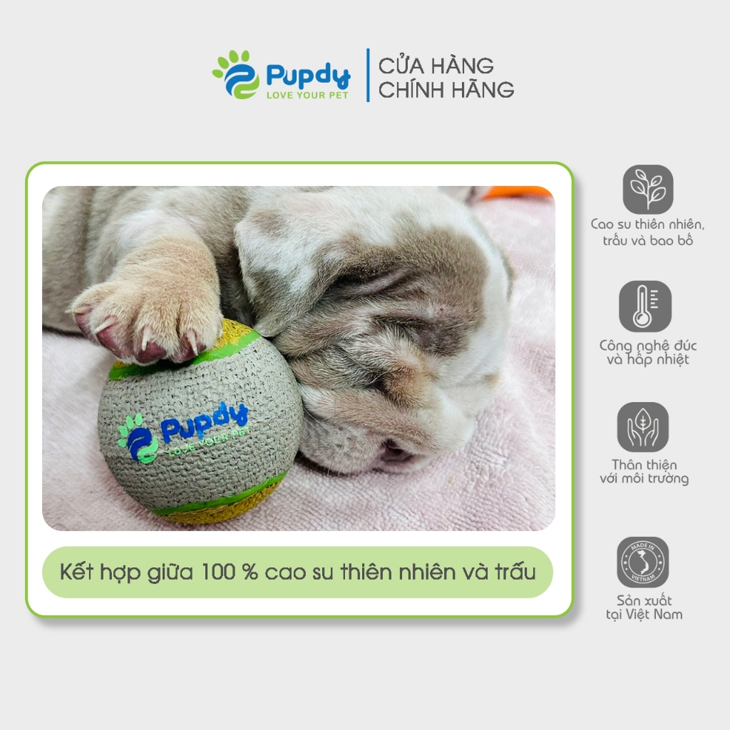 Đồ chơi banh trấu và bao bố cho chó mèo, thân thiện với môi trường - Pupdy - Bóng Biết Bay