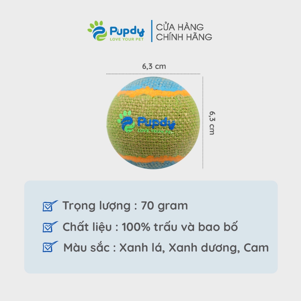Đồ chơi banh trấu và bao bố cho chó mèo, thân thiện với môi trường - Pupdy - Bóng Biết Bay