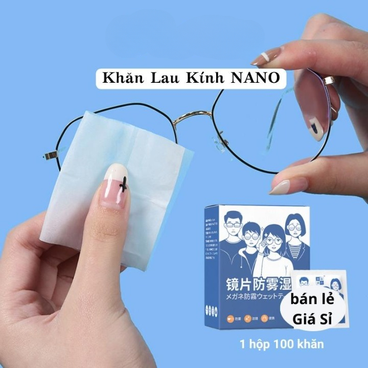 Khăn Lau Kính Nano Chống Hơi Nước Lau Sạch Bụi Bẩn Sương Mù, Giấy Lau Kính Hộp 100 Miếng Lau Các Bề Mặt Kính