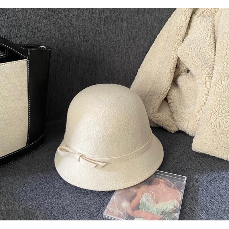 Mũ cụp nơ ngang, chất dạ ép, hàng quảng châu