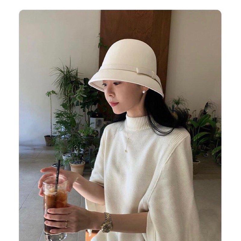 Mũ cụp nơ ngang, chất dạ ép, hàng quảng châu