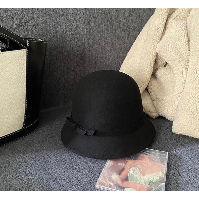 Mũ cụp nơ ngang, chất dạ ép, hàng quảng châu