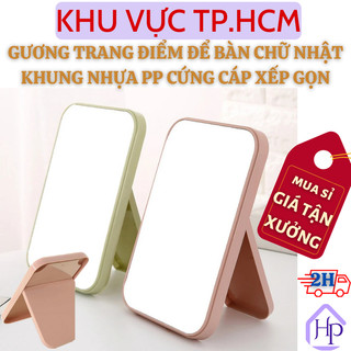  Gương Trang Điểm Để Bàn Hình Chữ Nhật Khung Nhựa PP Cứng Cáp, Thiết Kế Xếp Gọn Điều Chỉnh Độ Cao