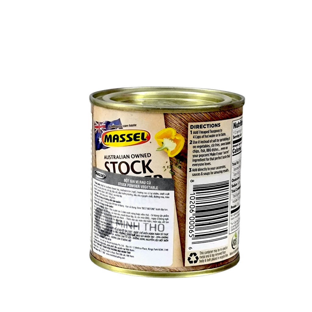 Hạt nêm vị rau củ ăn chay Massel Premium Salt Reduced Stock Powder Vegetable 168g không bột ngọt an toàn cho gia đình