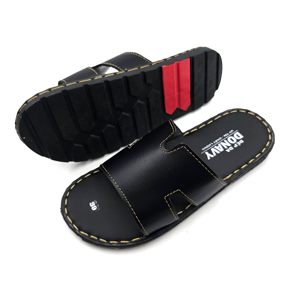 Dép Nam Chữ K Da Sít Nhật Không Thấm Nước, Đế Đúc Nguyên Khối, May Full Handmade D.CHUKS