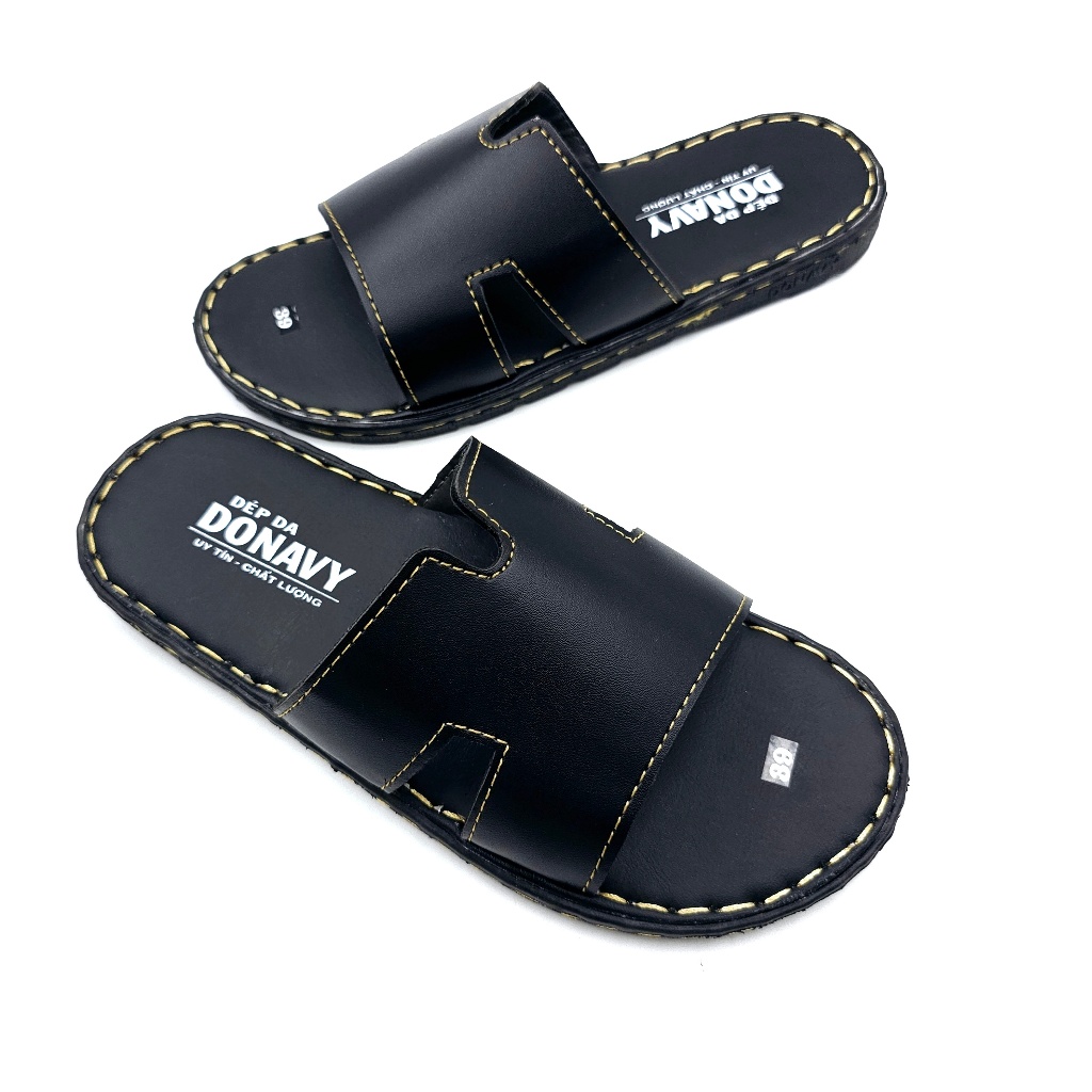 Dép Nam Chữ K Da Sít Nhật Không Thấm Nước, Đế Đúc Nguyên Khối, May Full Handmade D.CHUKS