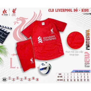 Bộ đồ đá banh clb livepool trẻ em màu đỏ