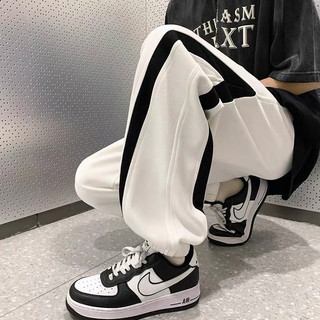 Quân Jogger Nam Nữ Dài Ống Bó Phối Viền Hai Màu Đen Trắng DRAGON